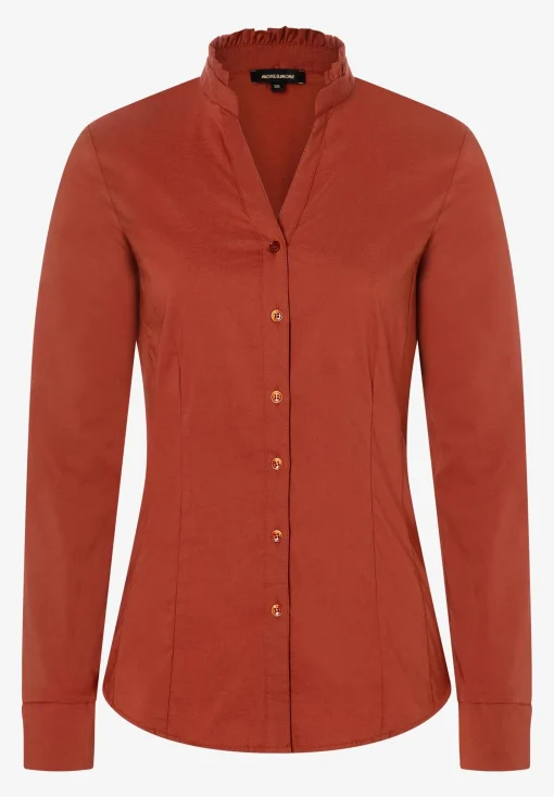 Outlet Baumwoll/Stretch Bluse, rusty brown, Winter-Kollektion Blusen