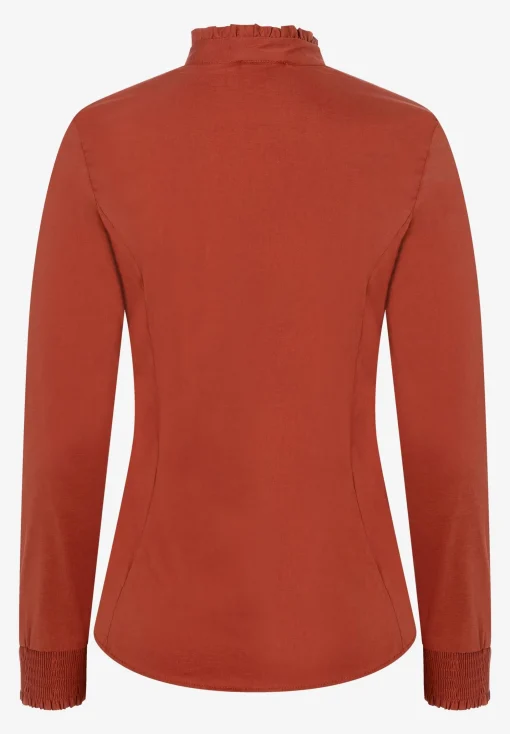 Outlet Baumwoll/Stretch Bluse, rusty brown, Winter-Kollektion Blusen