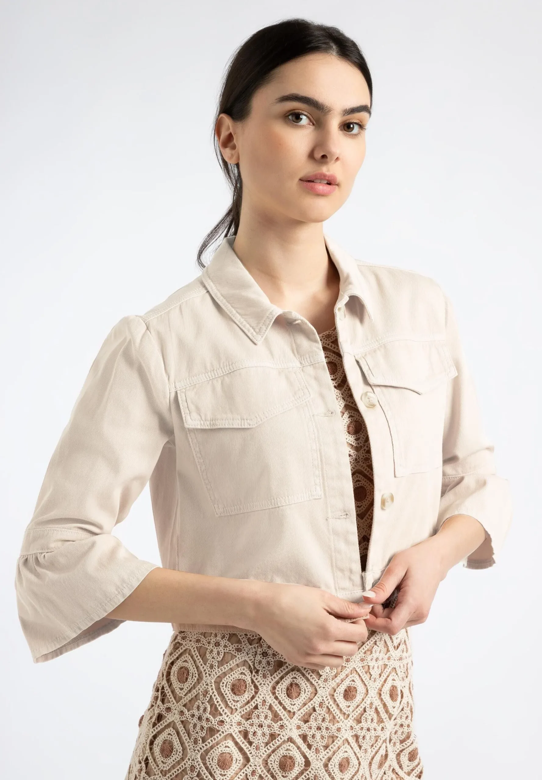 Online Colored Denim Jacke, sand, Sommer-Kollektion Jacken - Mäntel|Blazer