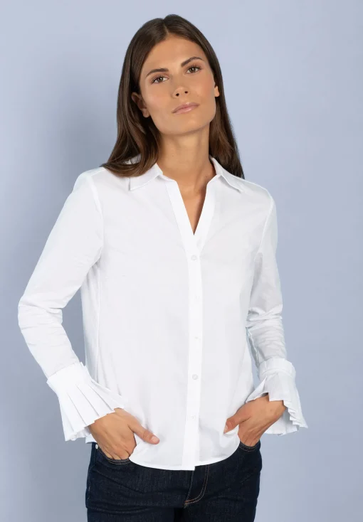 Fashion Hemdbluse mit Falten-Manschette, weiß Blusen