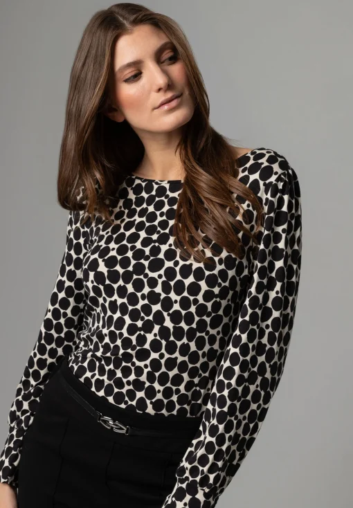Clearance Langarmshirt mit großem Tupfen-Print, /ecru, Frühjahrs-Kollektion T-shirts - Tops