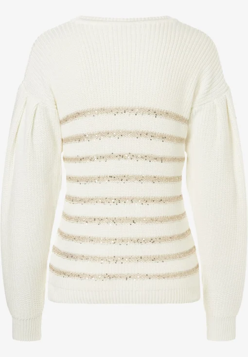 New Pullover mit Paillettenstreifen, , Herbst-Kollektion Pullover - Strick
