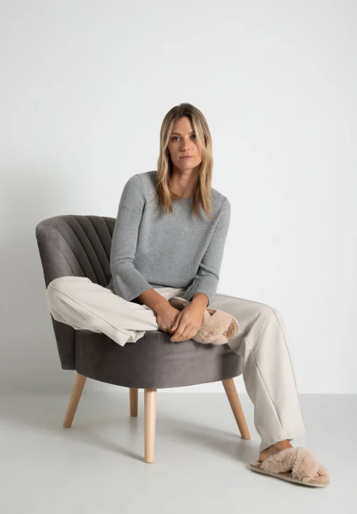 Discount Pullover mit Volantärmel, grau melange, Herbst-Kollektion Pullover - Strick