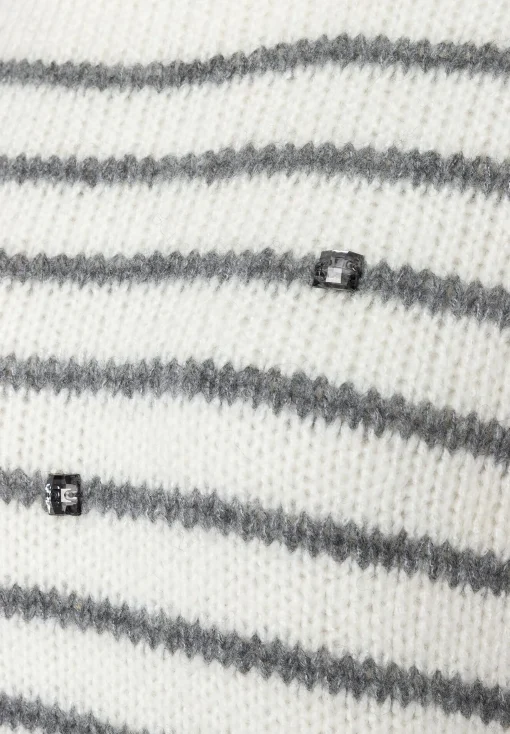 New Streifen-Pullover mit Ziersteinen, Herbst-Kollektion Pullover - Strick