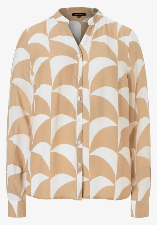 Sale Viskosebluse, offwhite/camel, Frühjahrs-Kollektion Blusen