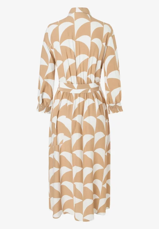 Clearance Viskose-Kleid, offwhite/camel, Frühjahrs-Kollektion Kleider - Jumpsuits